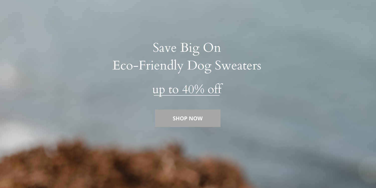 save up to 40% off dog sweaters, eco-friendly dog sweaters, dog sweaters for small dogs, dog sweaters for large dogs, holiday gifting for dogs, stocking stuffers