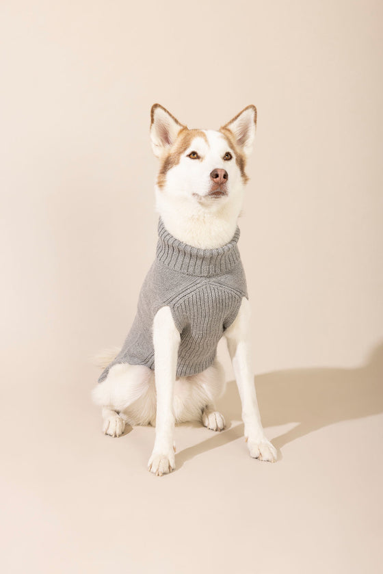 Baby Alpaca Cable Knit Sweater - Grey