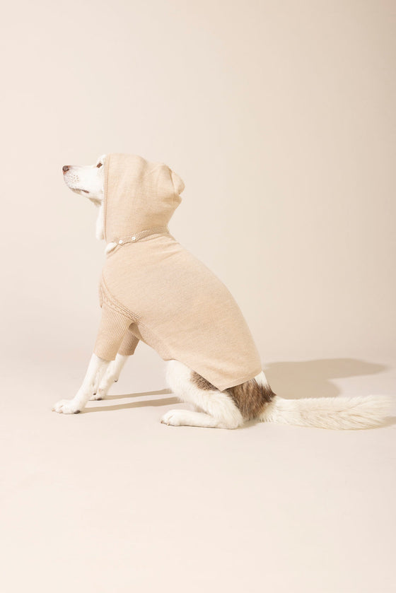Baby Alpaca Hooded Knit Sweater - Light Brown